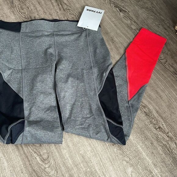 Ivy Park Colourblock Leggings-GREY/HOT PINK-Small - Picture 2 of 5
